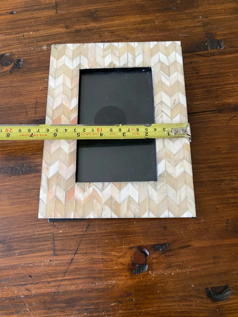 4”x6” Photo Frame Beige Tan Coral Chevron Pattern Tile‎ Boho Coastal